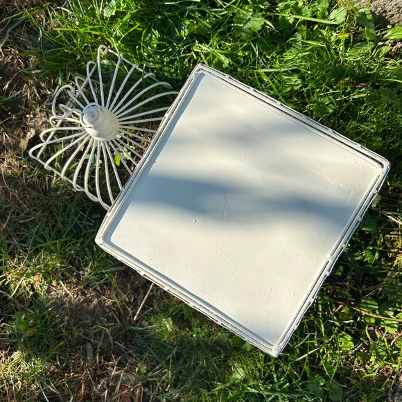 Vintage Square White Metal Bird Cage Decoration - Picture 7 of 8